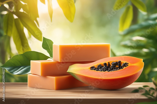 Photo natural Papaya soap with packaging