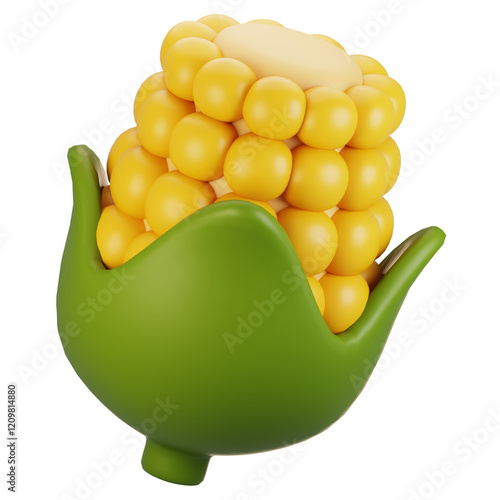 3d rendering autumn icon concept. 3d render corn icon