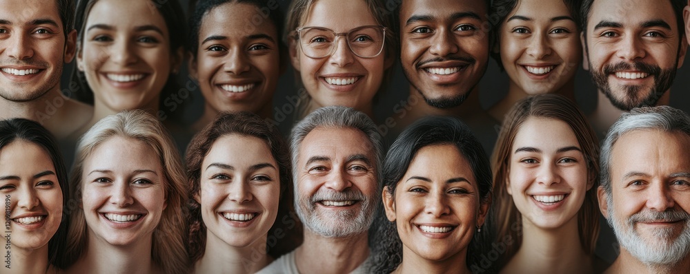 Realistic photograph of happy people of different ages Realistic photograph of happy people of different ages
