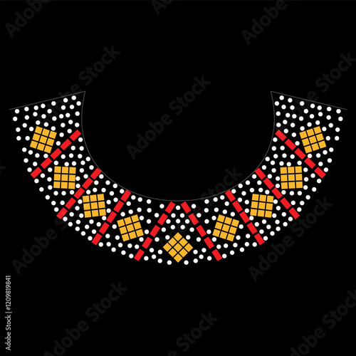 Rhinestone applique collar design for t-shirt or blouse hot-fix transfer. Abstract beautiful glitter applique rhinestone motif.	