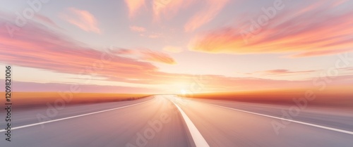 Fototapeta Naklejka Na Ścianę i Meble -  Capture the essence of motion a vibrant sunset illuminating a winding road journey