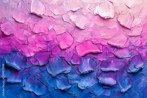 Textured pink and blue oil painting background creating a vibrant gradient photo