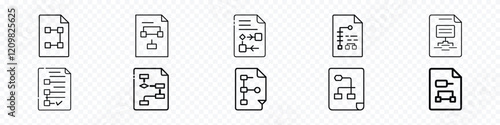 Plan icon. flowchart document icon. Write plan data organization, print document