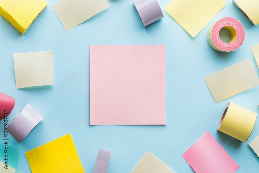 blank note paper with adhesive tape isolated, Generative AI blank note paper with adhesive tape isolated, Generative AI