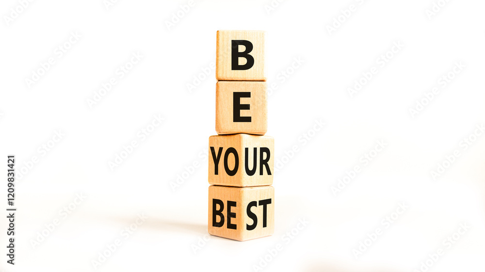 Motivational be your best symbol. Concept words Be your best on beautiful wooden block. Beautiful white table white background. Business motivational be your best concept. Copy space. Motivational be your best symbol. Concept words Be your best on beautiful wooden block. Beautiful white table white background. Business motivational be your best concept. Copy space.
