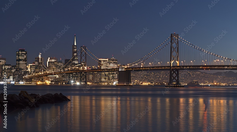 Fototapeta premium San Francisco Bay Bridge Night Lights
