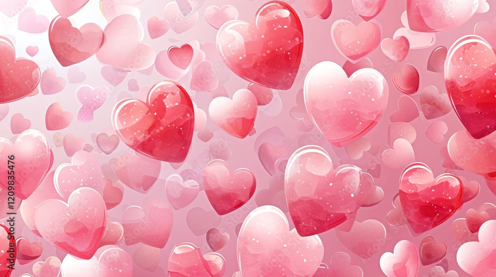 Romantic Valentine's Day Pink Hearts Greeting Card Design Romantic Valentine's Day Pink Hearts Greeting Card Design