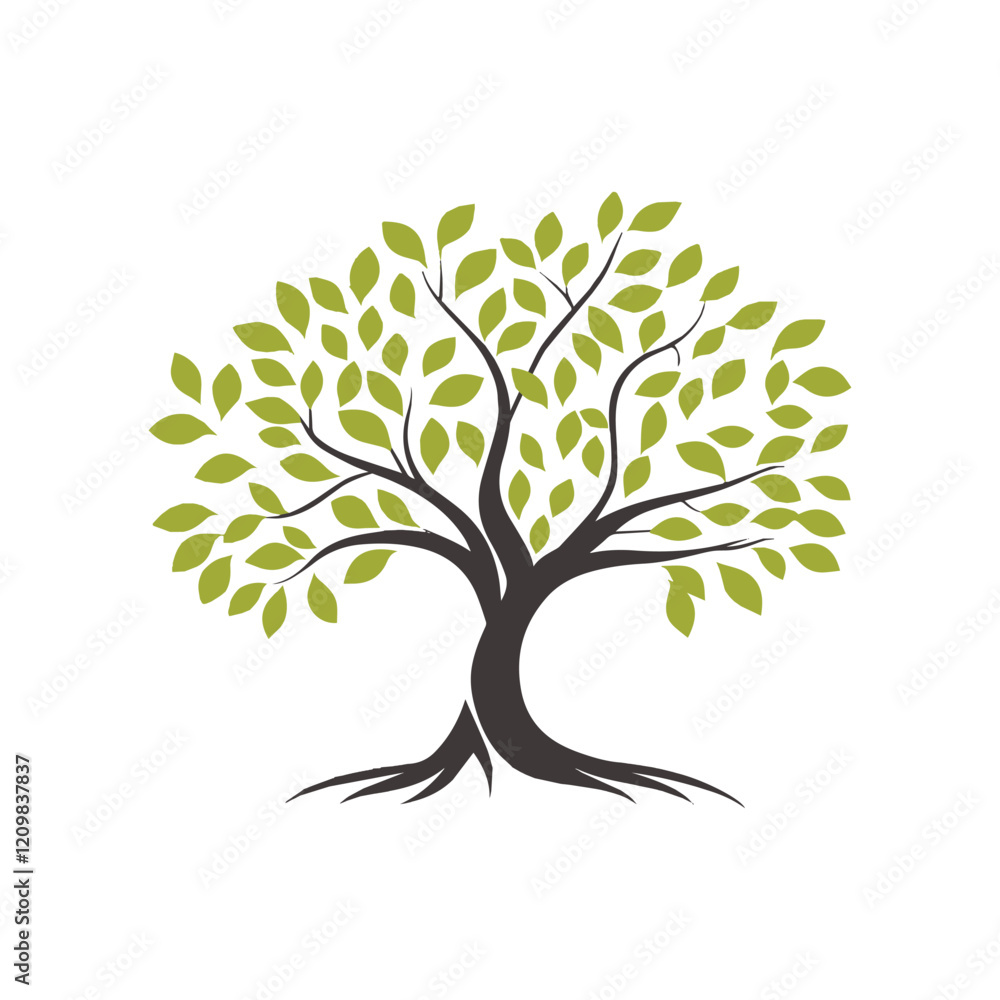Fototapeta premium Green Tree Logo Abstract Vector Art
