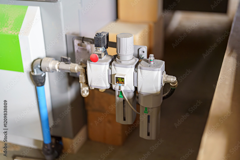 Hydraulics of a CNC machine in production. Hydraulics of a CNC machine in production.