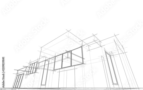 architectural sketch of a house