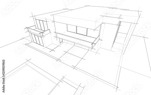 architectural sketch of a house