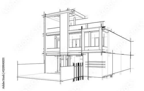 architectural sketch of a house