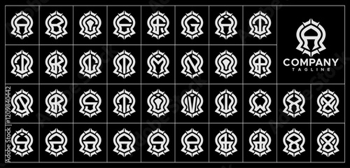 Line abstract dome letter A-Z initial logo set