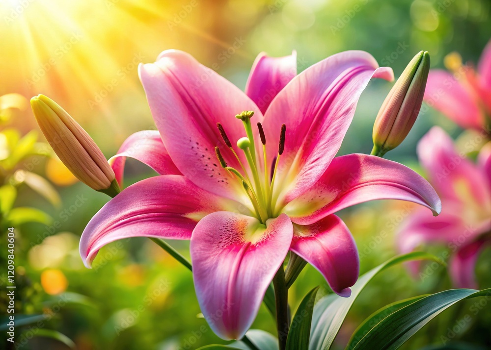 Fototapeta premium Pink Lily Garden Bloom - Lush Floral Beauty