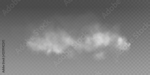 Fog or smoke, white smog clouds on floor, isolated transparent special effect. Vector illustration, morning fog over land or water surface, magic haze.	