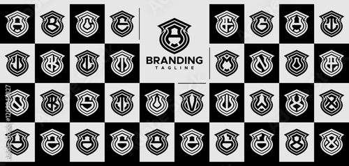 Luxury security shield letter A-Z logo collection