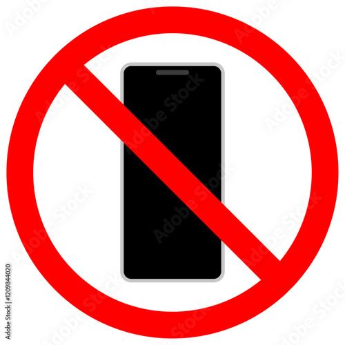 モバイル禁止マーク シンプル ベクター素材 おしゃれ