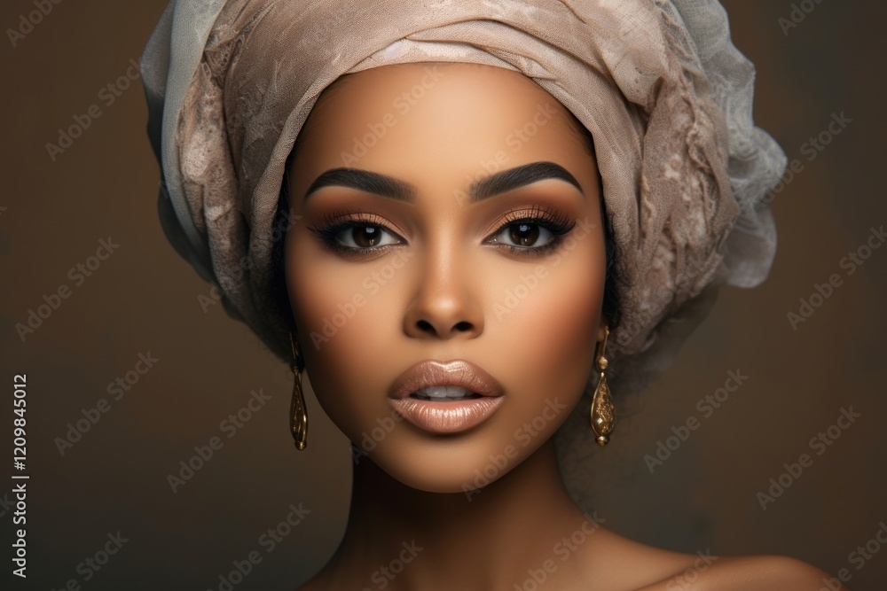 Fototapeta premium Multiracial woman wearing glamourous makeup portrait fashion adult