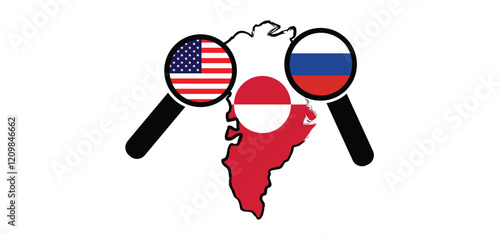 Denmark, Greenland not for sale. Greenland flag. Country flags. vector icon or pictogram. Green land world map. Not for sale. Russia and America ( USA, VS ) want to buy it. Conflict.