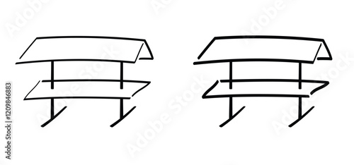 Cartoon mobile market stand icon. Street vendors. Line pattern. Street market stall with Awning for for selling various products. Street stall with awning. 