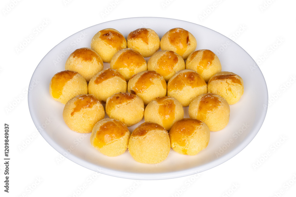 Nastar cake on white round serving plate isolated transparent Nastar cake on white round serving plate isolated transparent