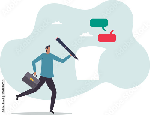 Note taking or minutes of meeting, conclusion or summary, education lecture or write important information .business concept.flat character.
