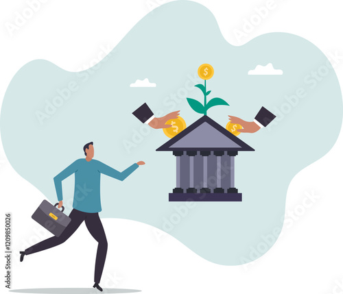 Mutual funds investment, pension or savings growth, increase wealth, dividends or capital gain profit, interest rate return.business concept.flat character.