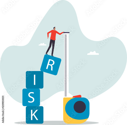Risk assessment, analyze potential danger level, measure money loss acceptable for investing, control or limit loss.business concept.flat character.