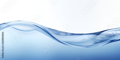Water waves, blue water, white background, high-definition photography, clean and simple lines, high resolution. bokeh background