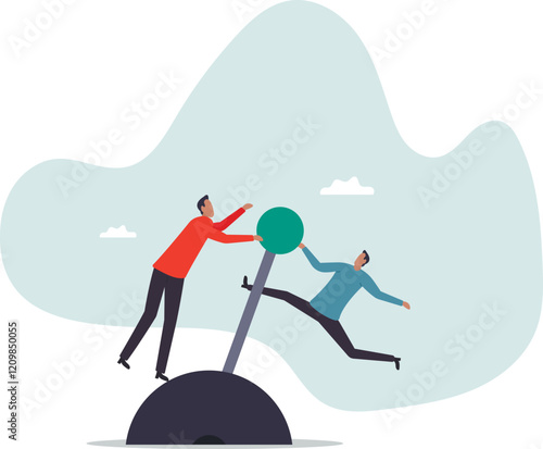 Paradigm shift technology to new business level, control or shifting speed for company growth, transformation and disruption.business concept.flat character.