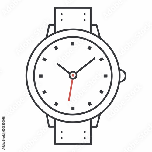 Vector illustration of a stylish watch with red accents a