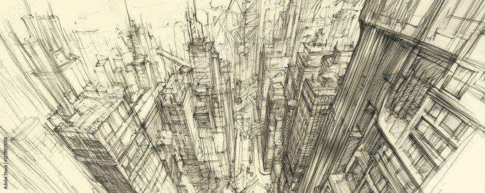 A detailed sketch of a cityscape, with buildings reaching towards the sky. A detailed sketch of a cityscape, with buildings reaching towards the sky.