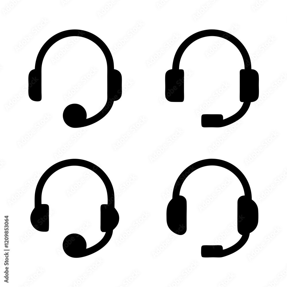 Customer Support Headphones Icon for Digital Platforms Customer Support Headphones Icon for Digital Platforms