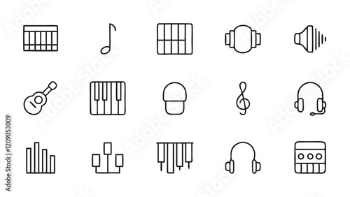 Music Vector Line Icons Set for Creative Designs