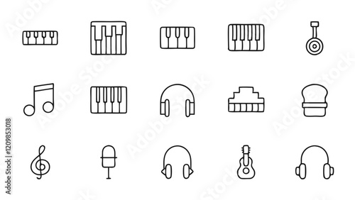 Music Vector Line Icons Set for Creative Designs