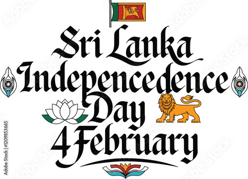 Happy Independence Day Sri lanka 4th February. Abstract typography vector illustration design.
