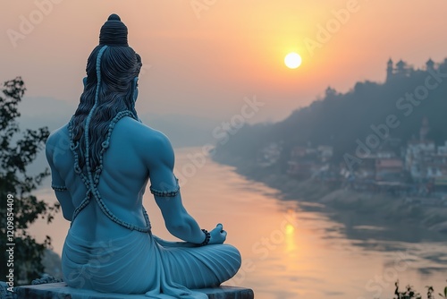 Lord Shiva sitting in the mountains at sunset with gang river on the background --chaos 20 --ar 3:2 --style raw --stylize 300 --v 6.1 Job ID: 3c193951-7213-4726-a941-b658d795b01e photo