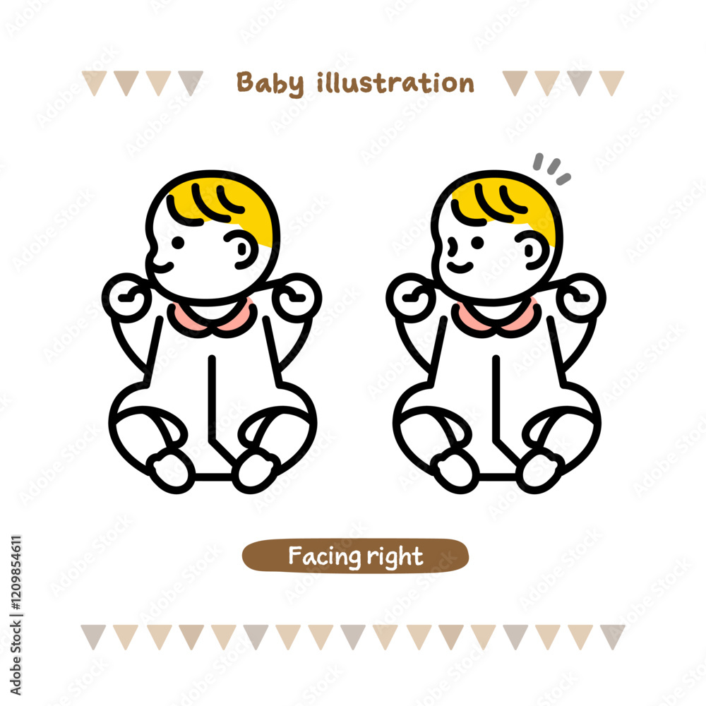 横を向く赤ちゃんのイラスト