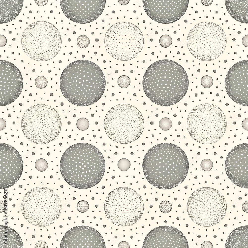 This is a seamless pattern of overlapping grey and white circles on a light beige background.
This is a seamless pattern of overlapping grey and white circles on a light beige background.