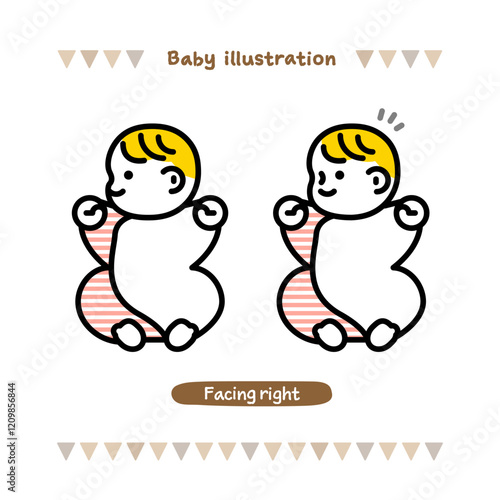 横を向く赤ちゃんのイラスト