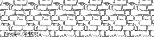 old broken brick pattern rusty doodle hand drawing seamless pattern background cracked wall bricks
