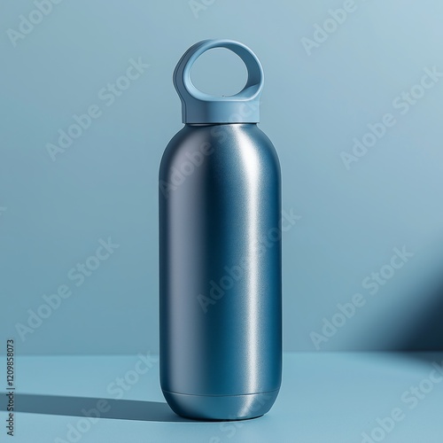 A water bottle with a metallic finish 