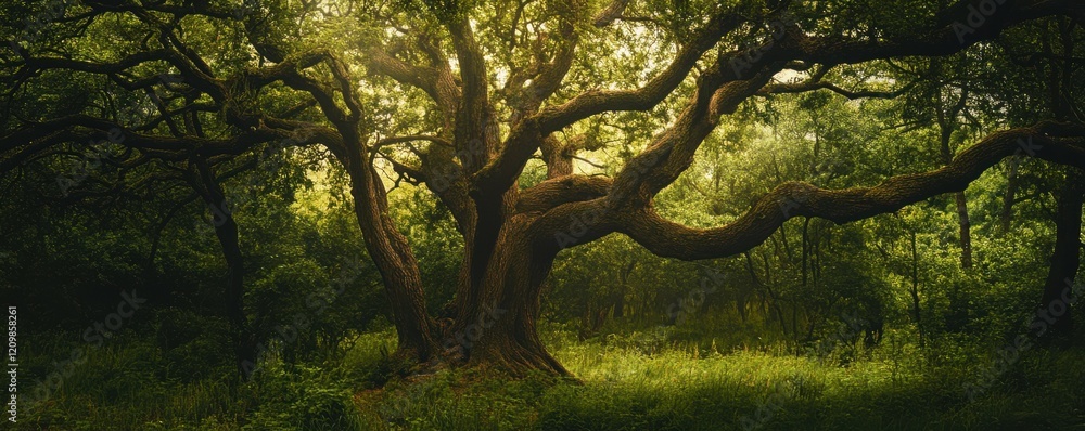 An enchanted forest where ancient spirits roam and mythical creatures dwell among the ancient trees. An enchanted forest where ancient spirits roam and mythical creatures dwell among the ancient trees.