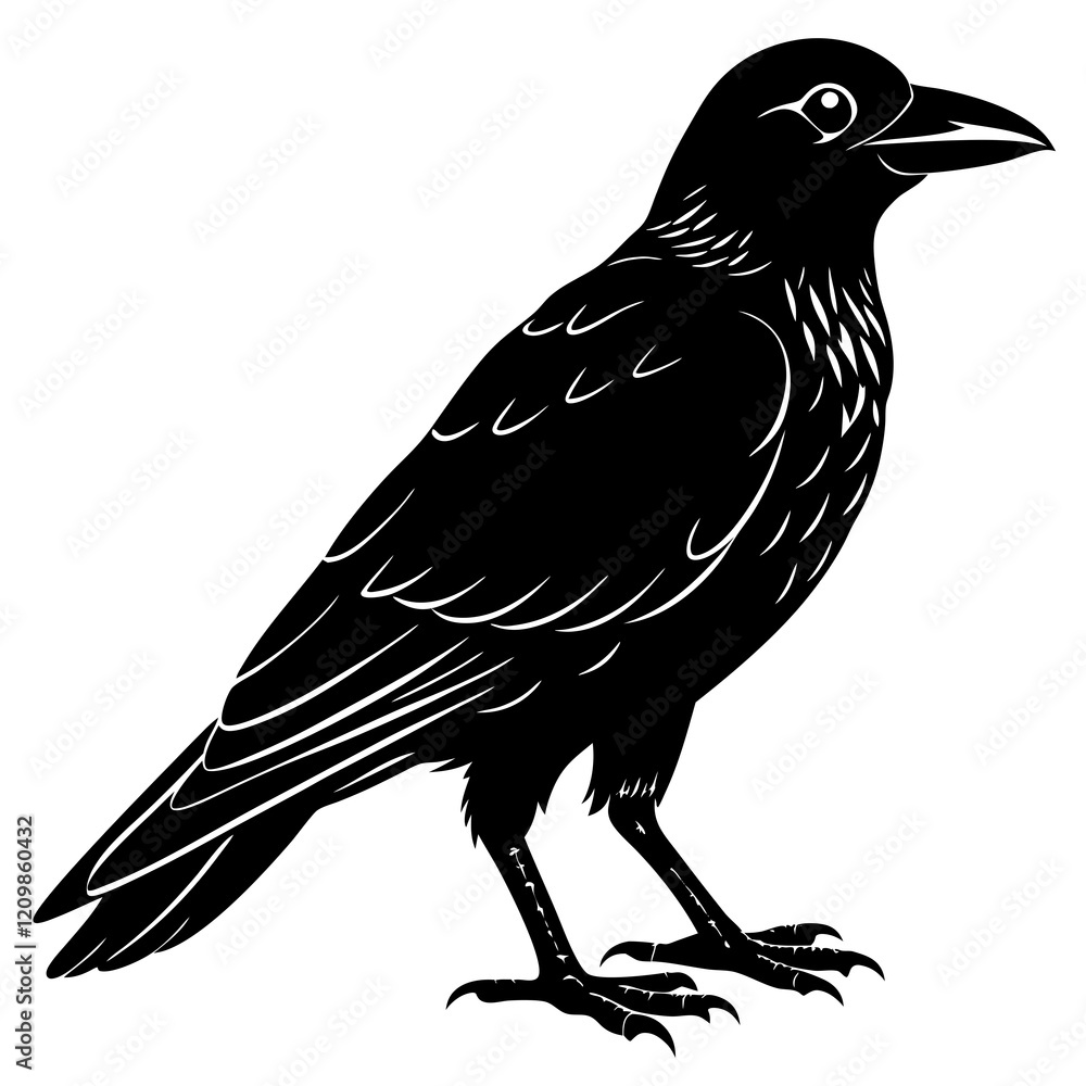 Obraz premium Crow Silhouette vector with white background