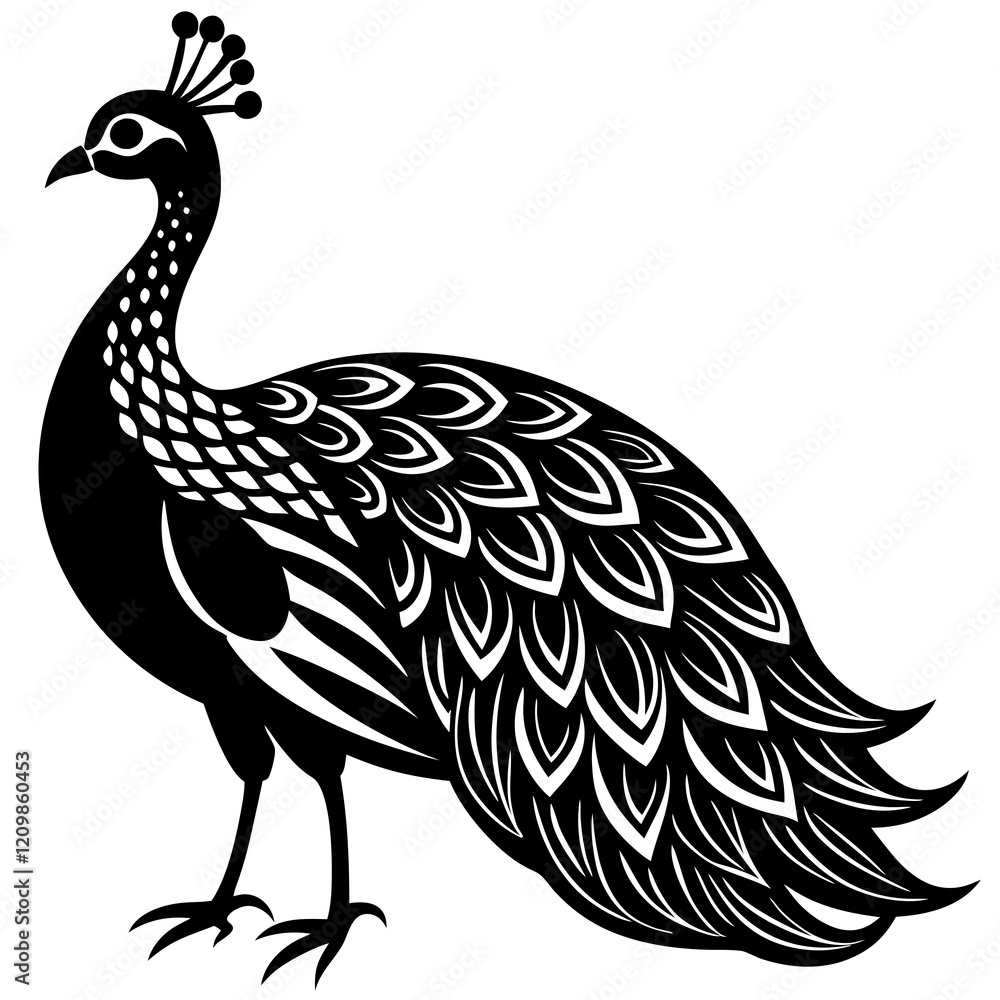 peafowl Silhouette vector with white background peafowl Silhouette vector with white background