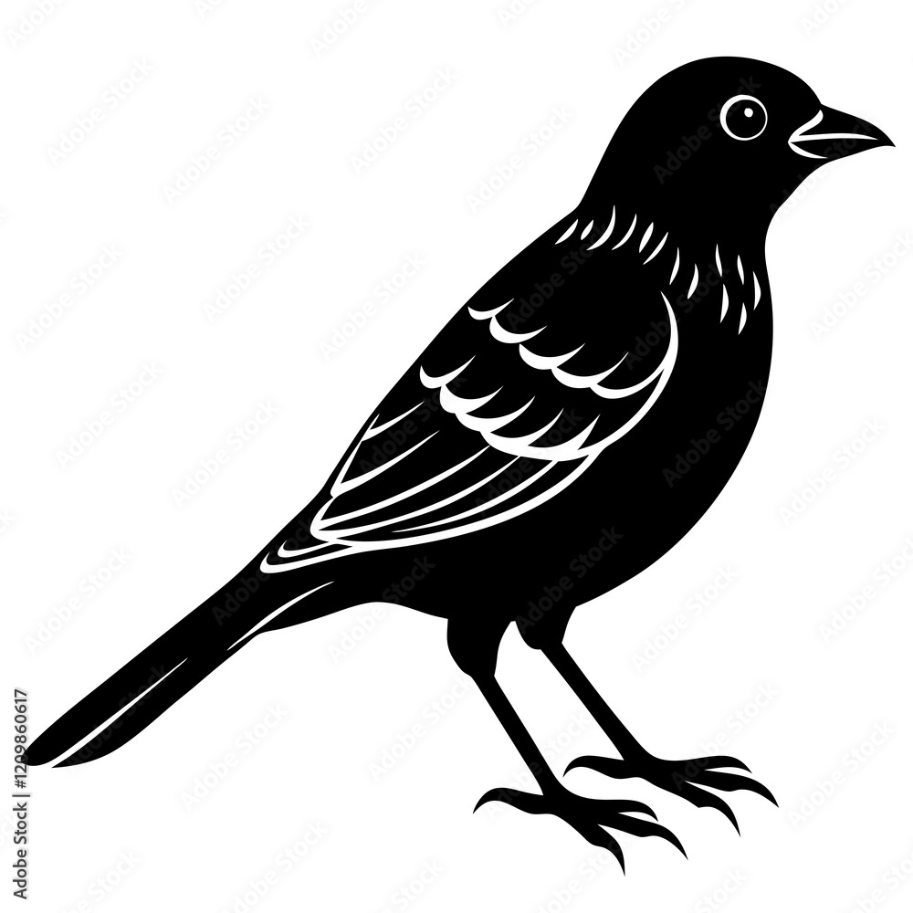 Obraz premium Passerine Silhouette vector with white background