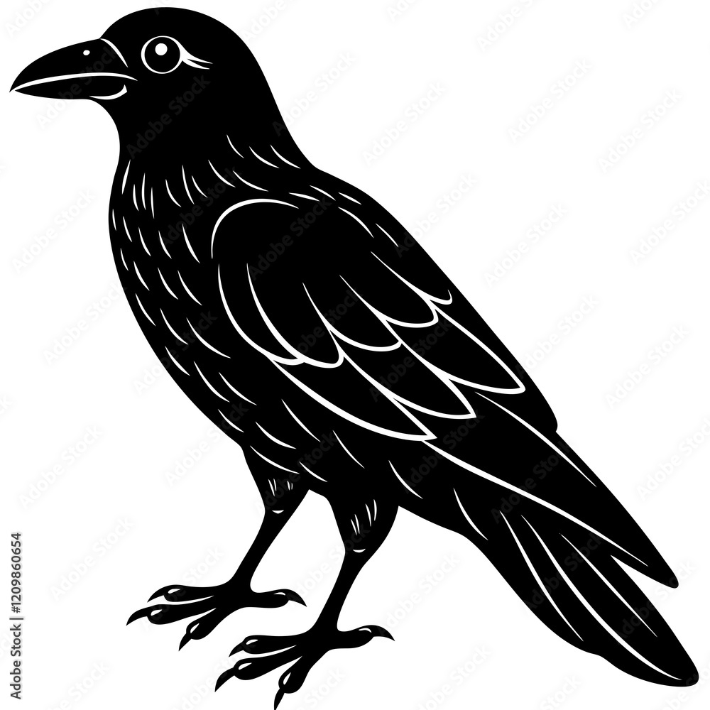 Obraz premium Crow Silhouette vector with white background