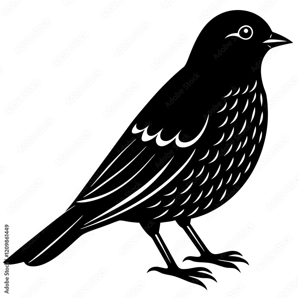 Fototapeta premium Bluebird Silhouette vector with white background
