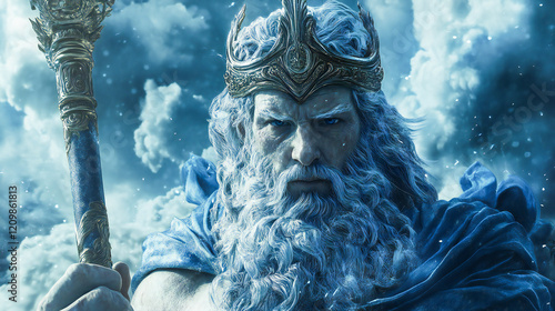 Greek God Uranus illustration, Uranus, the personification of the sky and one of the Greek primordial deities