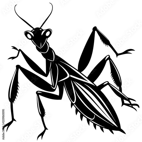 Mantis Silhouette vector with white background